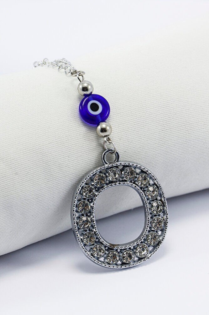 Kristal Taşlı O Harfi Metalik Renk Araba Dikiz Ayna Süsü, Hediyelik Nazar Boncuklu Araba Süsü