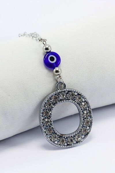 Kristal Taşlı O Harfi Metalik Renk Araba Dikiz Ayna Süsü, Hediyelik Nazar Boncuklu Araba Süsü