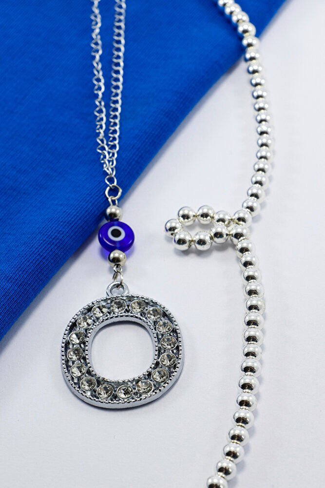 Kristal Taşlı O Harfi Metalik Renk Araba Dikiz Ayna Süsü, Hediyelik Nazar Boncuklu Araba Süsü