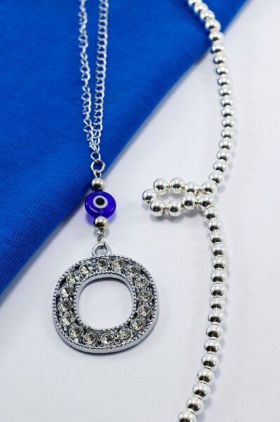 Kristal Taşlı O Harfi Metalik Renk Araba Dikiz Ayna Süsü, Hediyelik Nazar Boncuklu Araba Süsü