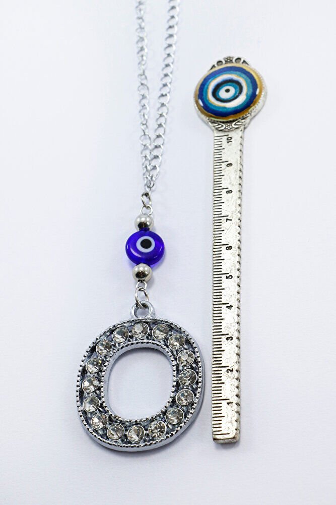 Kristal Taşlı O Harfi Metalik Renk Araba Dikiz Ayna Süsü, Hediyelik Nazar Boncuklu Araba Süsü