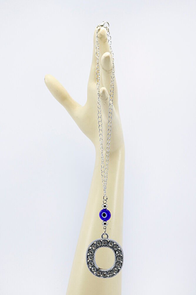 Kristal Taşlı O Harfi Metalik Renk Araba Dikiz Ayna Süsü, Hediyelik Nazar Boncuklu Araba Süsü