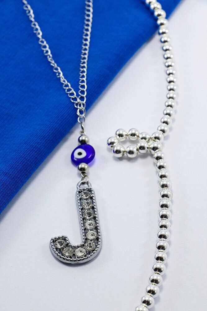 Kristal Taşlı J Harfi Metalik Renk Araba Dikiz Ayna Süsü, Hediyelik Nazar Boncuklu Araba Süsü