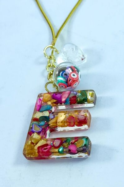 Colorful Epoxy Letter E Car Rearview Mirror Ornament, Gift Car Ornament