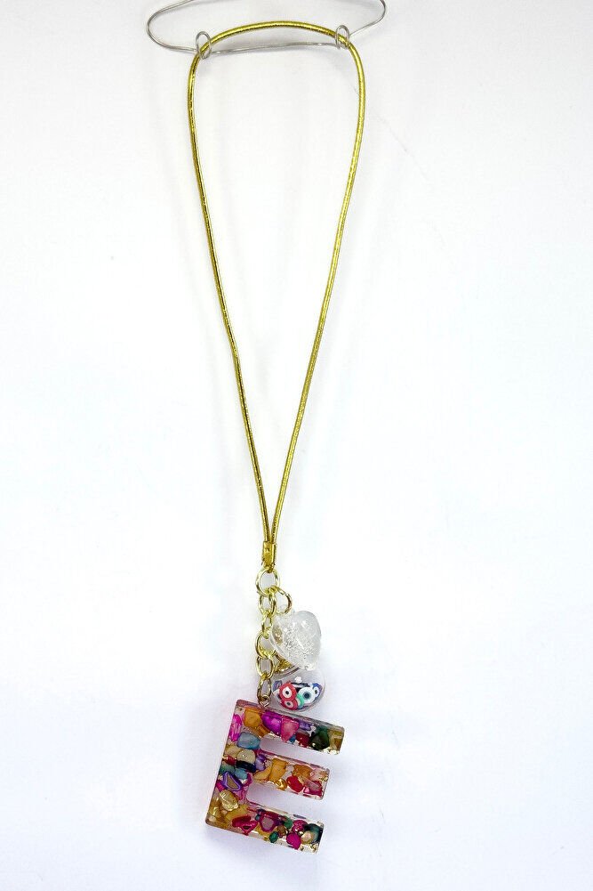 Colorful Epoxy Letter E Car Rearview Mirror Ornament, Gift Car Ornament