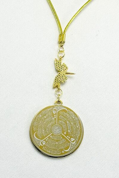 Zirkon Taşlı Kelebek Aksesuarlı Çelik Ayetel Kürsi Felak Nas İhlas Araba Dikiz Ayna Süsü