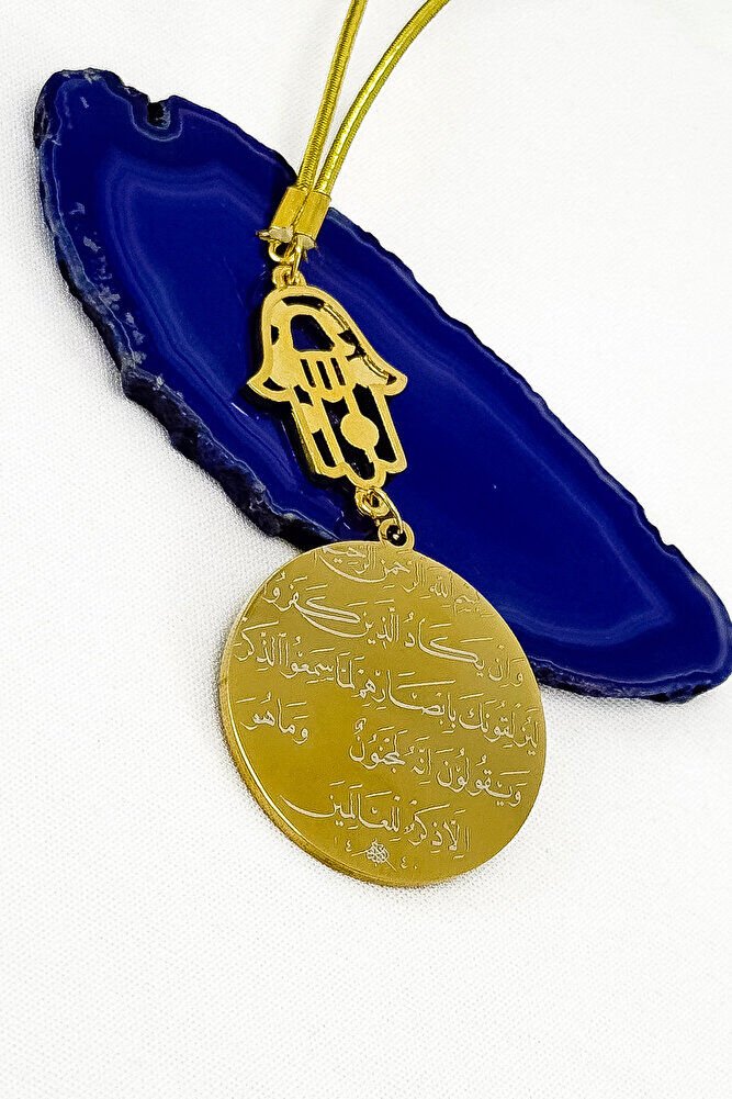 Renkli Nazar Boncuklu Hamse Eli Çelik Ayetel Kürsi Nazar Ayeti Araba Dikiz Ayna Süsü