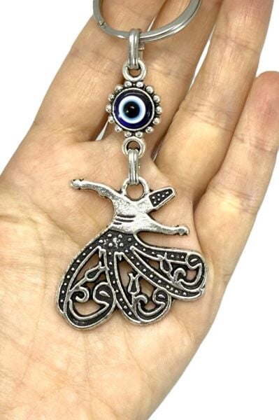 Eskitme Semazen Tasarımlı Nazarlı Anahtarlık, Hediyelik Semazen Anahtarlık