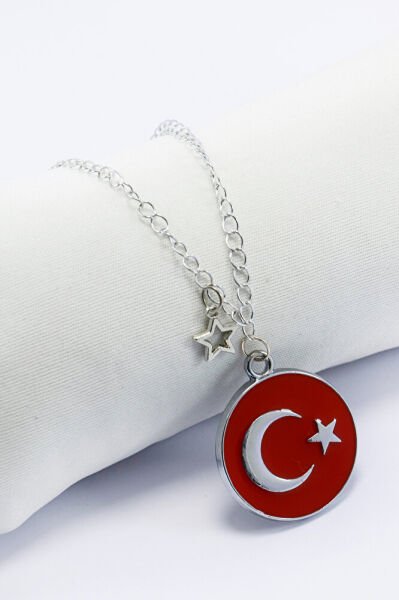 Metal Kırmızı Türk Bayrağı Yıldızlı Zincirli Araba Dikiz Ayna Süsü, Yeni Araba Hediyesi