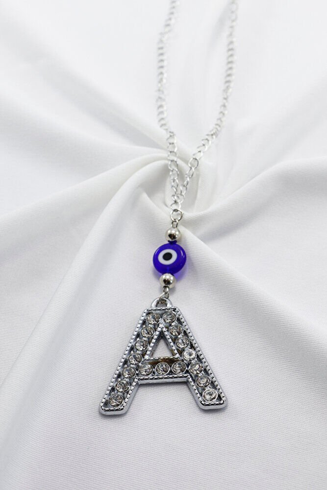 Kristal Taşlı A Harfi Metalik Renk Araba Dikiz Ayna Süsü, Hediyelik Nazar Boncuklu Araba Süsü