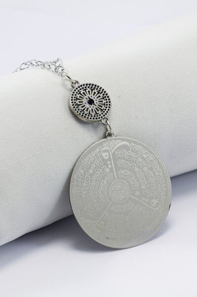 Parlak Taşlı Nazar Çelik Ayetel Kürsi Felak Nas İhlas Çift Taraflı Araba Dikiz Ayna Süsü 4,5cm