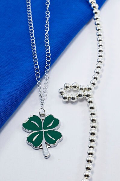 Metal Yeşil Yonca Zincirli Araba Dikiz Ayna Süsü, Yeni Araba Hediyesi