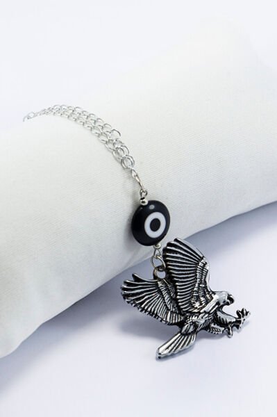 Uçan Kartal Araba Dikiz Ayna Süsü, El Yapımı Cam Siyah Yassı Nazar Boncuğu Yeni Araba Hediyesi