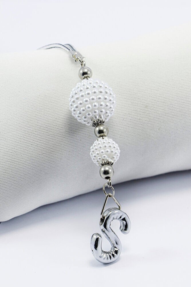 İncili Harfli Dikiz Ayna Süsü S Harfi, Gümüş Renkli Hediyelik Yeni Araba Hediyesi