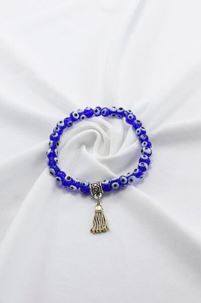 33 Adet Lacivert Nazar Boncuğu Tesbih Bileklik, Hediyelik El Yapımı Cam Nazar Boncuklu Bileklik