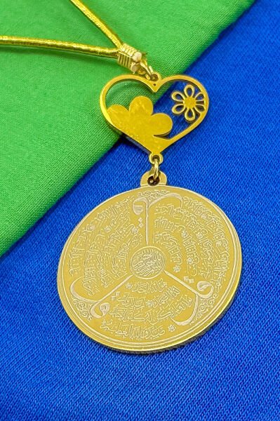 Sedefli Kalp Çiçek Detaylı Komple Paslanmaz Çelik Ayetel Kürsi Felak Nas İhlas Araba Dikiz Ayna Süsü