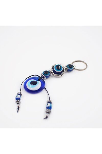 El Yapımı Cam Nazar Boncuklu Anahtarlık