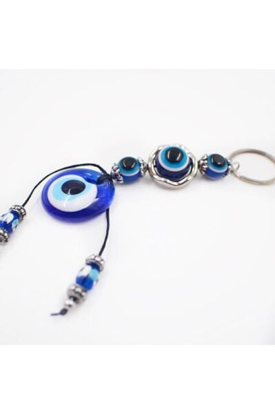 El Yapımı Cam Nazar Boncuklu Anahtarlık