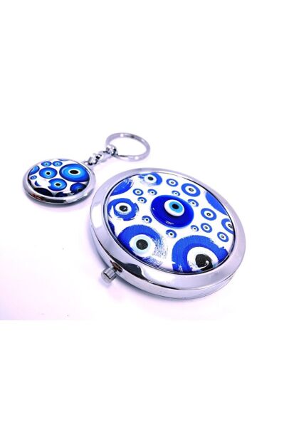 Metal Evil Eye Bead Themed Keychain + Bag Mirror Gift Set Gift Accessory