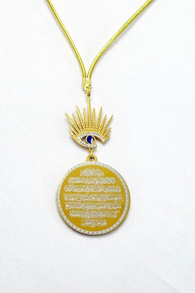 Taşlı Göz Figürlü Ayetel Kürsi Hilye-i Şerif Komple Paslanmaz Çelik Araba Dikiz Ayna Süsü