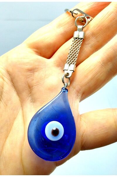 Cam Nazar Boncuğu Damla Anahtarlık El Yapımı Hediyelik Eşya