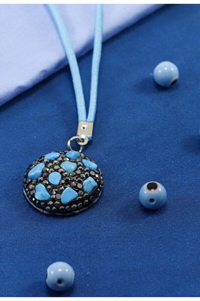 Parlak Turkuaz Doğal Taşlı Araba Dikiz Ayna Süsü, Yeni Araba Hediyesi