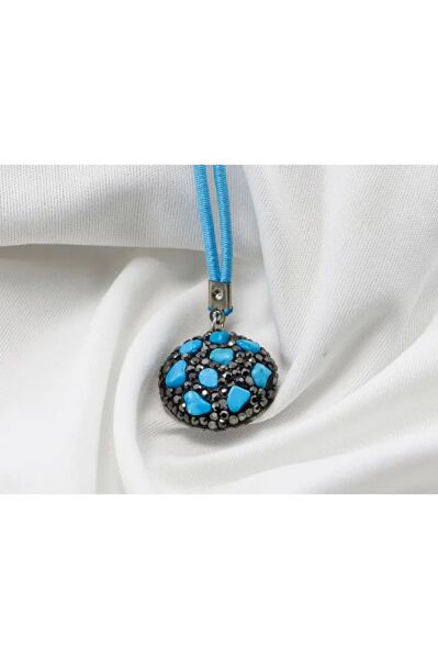 Parlak Turkuaz Doğal Taşlı Araba Dikiz Ayna Süsü, Yeni Araba Hediyesi