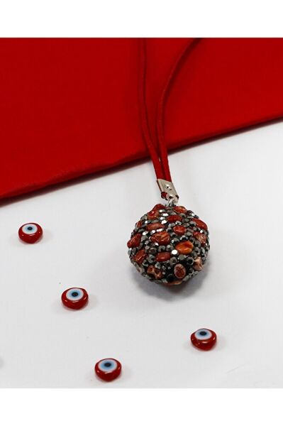 Parlak Kırmızı Doğal Taşlı Araba Dikiz Ayna Süsü, Yeni Araba Hediyesi