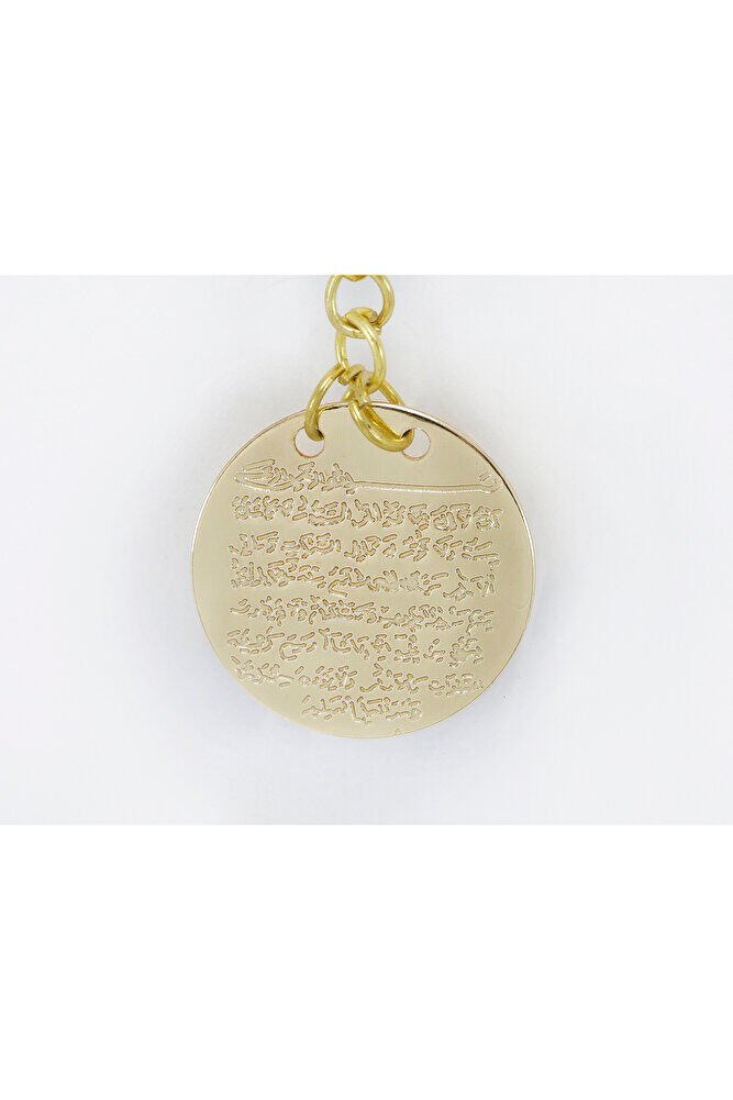 Küçük, Renkli Balık Elips Nazarlı Metal Ayetel Kürsi Araba Dikiz Ayna Süsü, Gold Renkli