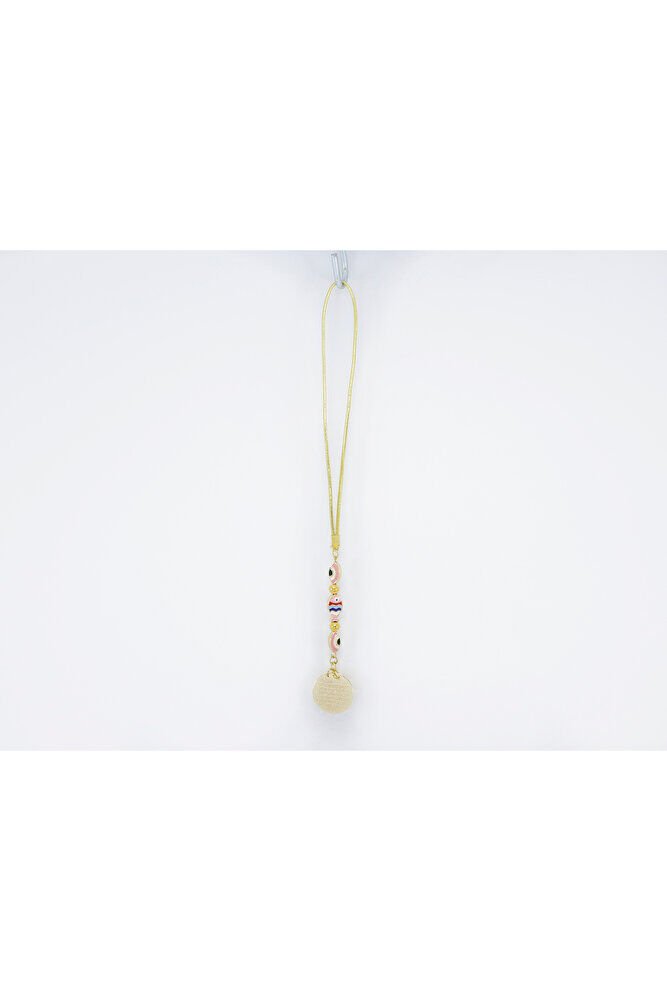 Küçük, Renkli Balık Elips Nazarlı Metal Ayetel Kürsi Araba Dikiz Ayna Süsü, Gold Renkli