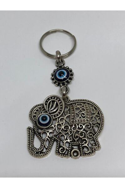 Evil Eye Beaded Elephant Model Metal Keychain Bag Ornament Gift