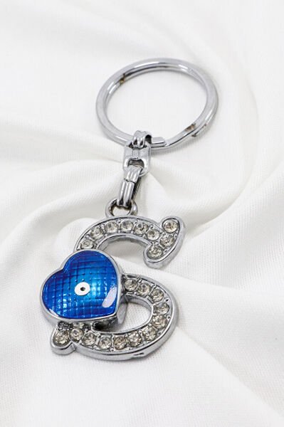 Evil Eye Bead Letter S Keychain / Car Rearview Mirror Ornament Metal Gift Accessory