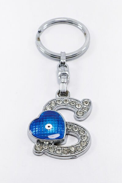 Evil Eye Bead Letter S Keychain / Car Rearview Mirror Ornament Metal Gift Accessory