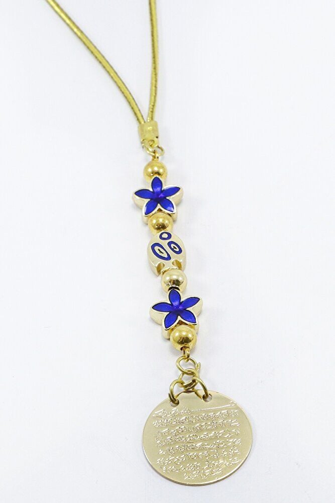 Lotus Flower Fish Metal Ayetel Kursi Car Rearview Mirror Ornament, Gold Color