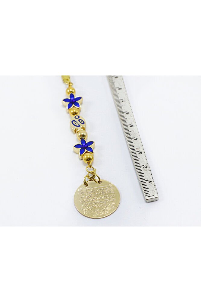 Lotus Flower Fish Metal Ayetel Kursi Car Rearview Mirror Ornament, Gold Color