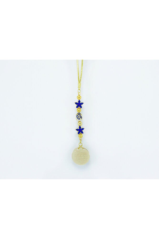 Lotus Flower Fish Metal Ayetel Kursi Car Rearview Mirror Ornament, Gold Color