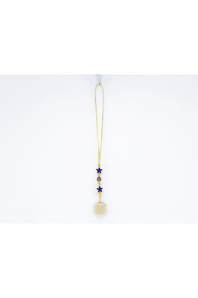 Lotus Flower Fish Metal Ayetel Kursi Car Rearview Mirror Ornament, Gold Color