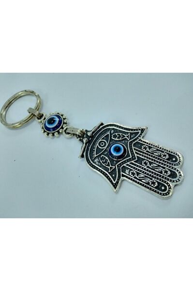 Nazar Boncuğu Anahtarlık Metal Fatıma/hamse Eli Hediyelik Aksesuar