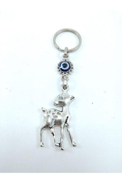 Nazar Boncuğu Anahtarlık Metal Geyik Figürü Hediyelik Aksesuar