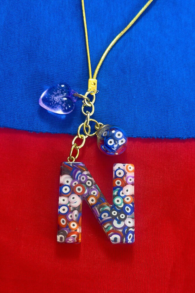 Renkli Nazar Boncuklu N Harfi Araba Dikiz Ayna Süsü, Yeni Araba Hediyesi