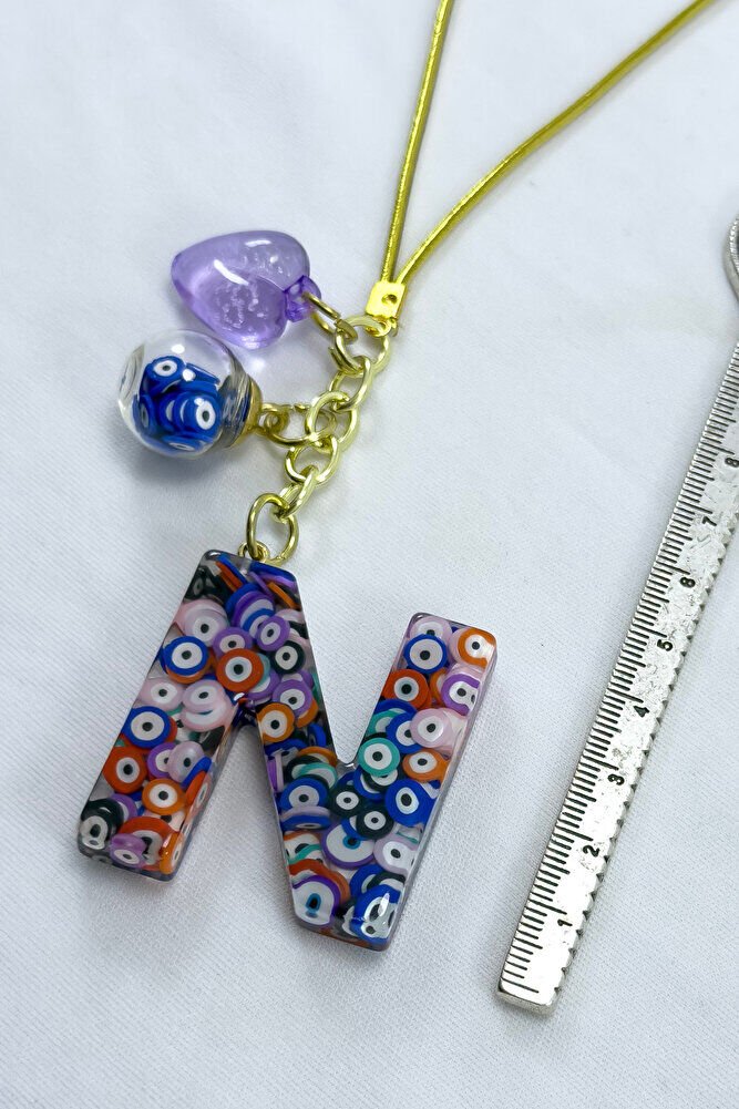 Renkli Nazar Boncuklu N Harfi Araba Dikiz Ayna Süsü, Yeni Araba Hediyesi