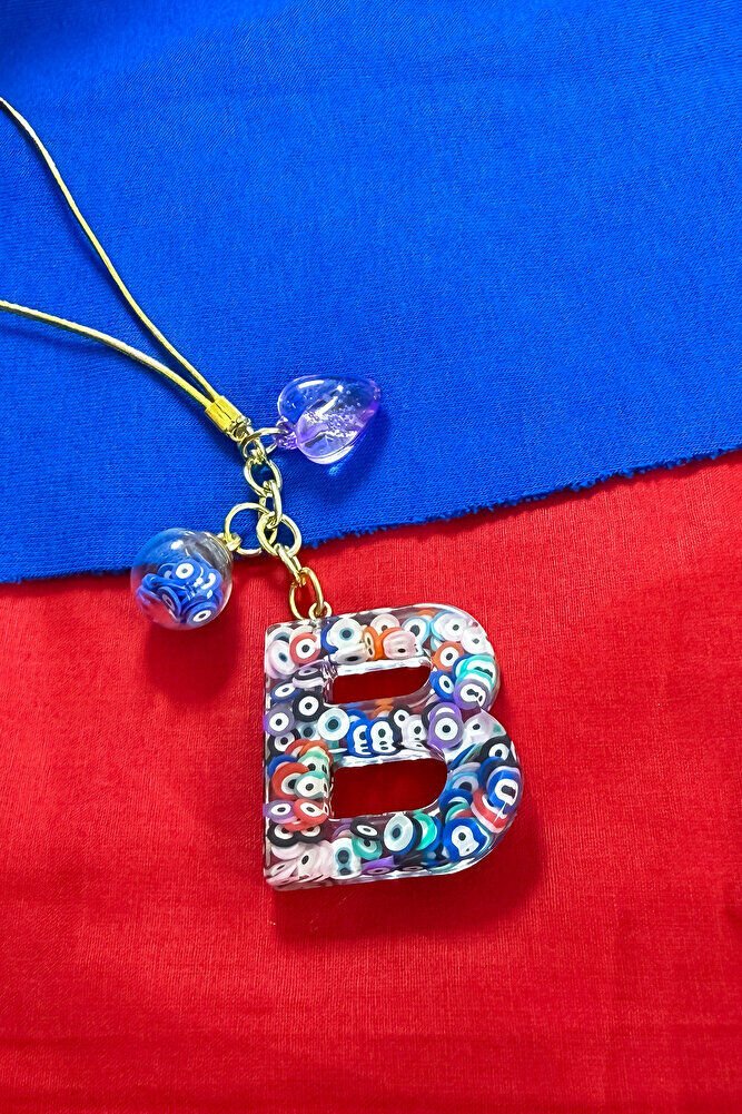 Colorful Evil Eye Beaded Letter B Car Rearview Mirror Ornament, New Car Gift