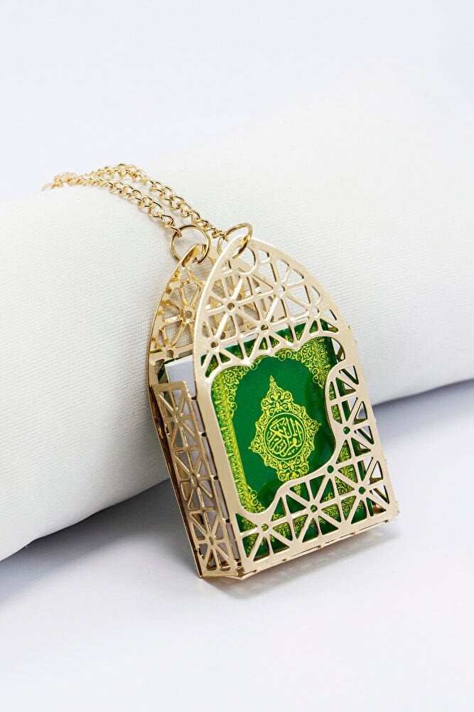 Gold Renkli Korunaklı Kılıf Minyatür Kur'an Dikiz Ayna Süsü, Minyatür Yeni Araba Hediyesi