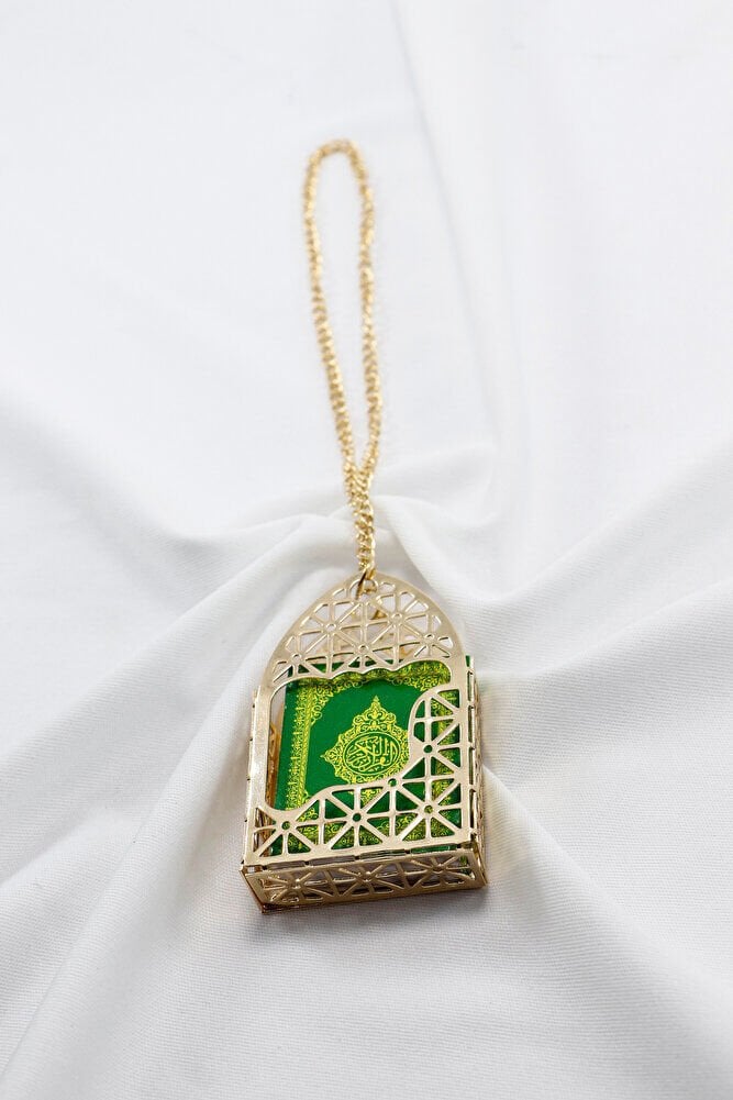 Gold Renkli Korunaklı Kılıf Minyatür Kur'an Dikiz Ayna Süsü, Minyatür Yeni Araba Hediyesi