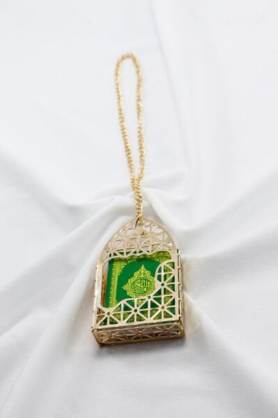 Gold Renkli Korunaklı Kılıf Minyatür Kur'an Dikiz Ayna Süsü, Minyatür Yeni Araba Hediyesi