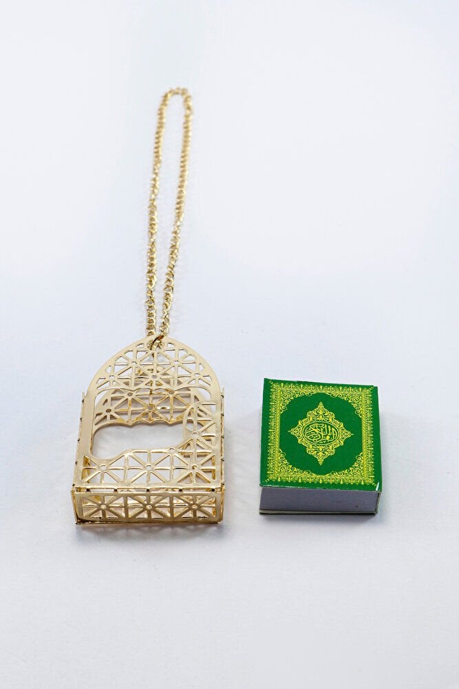 Gold Renkli Korunaklı Kılıf Minyatür Kur'an Dikiz Ayna Süsü, Minyatür Yeni Araba Hediyesi