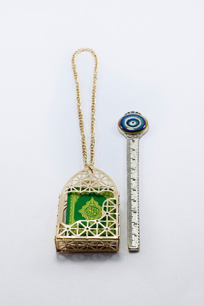 Gold Renkli Korunaklı Kılıf Minyatür Kur'an Dikiz Ayna Süsü, Minyatür Yeni Araba Hediyesi