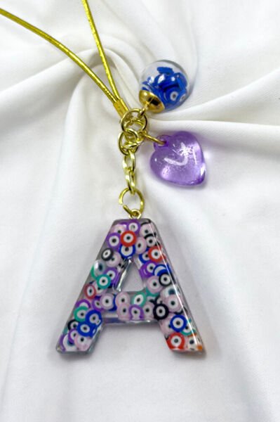 Renkli Nazar Boncuklu A Harfi Araba Dikiz Ayna Süsü, Yeni Araba Hediyesi