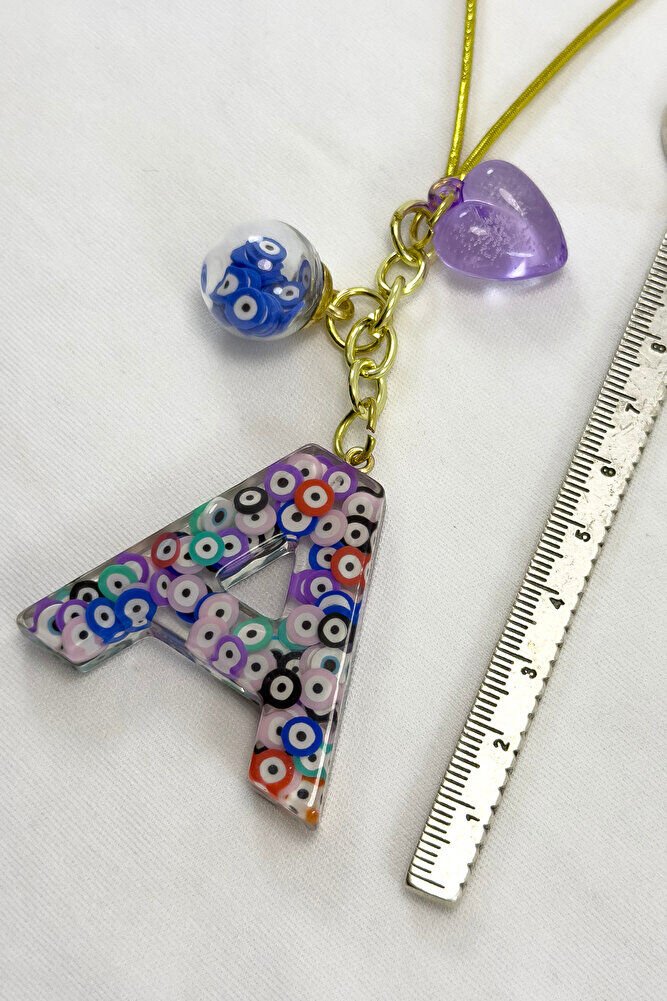 Renkli Nazar Boncuklu A Harfi Araba Dikiz Ayna Süsü, Yeni Araba Hediyesi