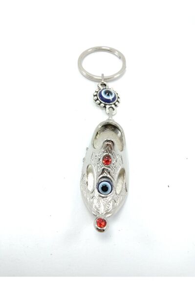 Evil Eye Bead Keychain Metal Sandal Figure Gift Accessory
